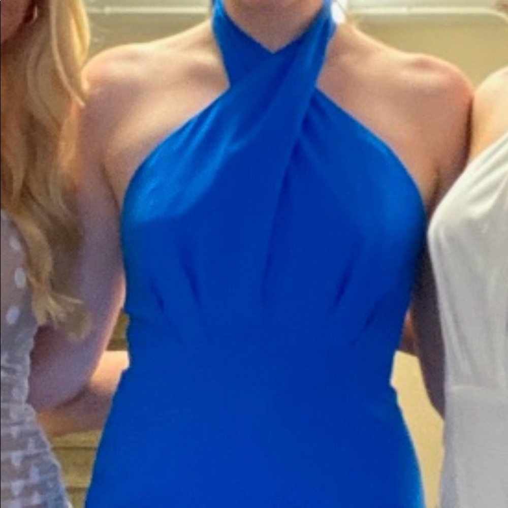 DO + BE blue cross neck mini dress